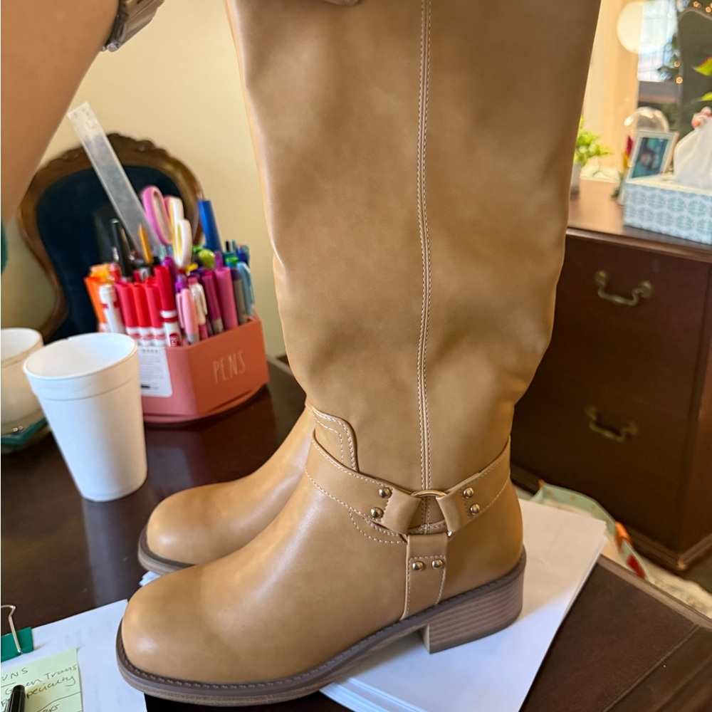 Pierre Dumas Tan Combat & Moto Boots - Picture 5 of 8